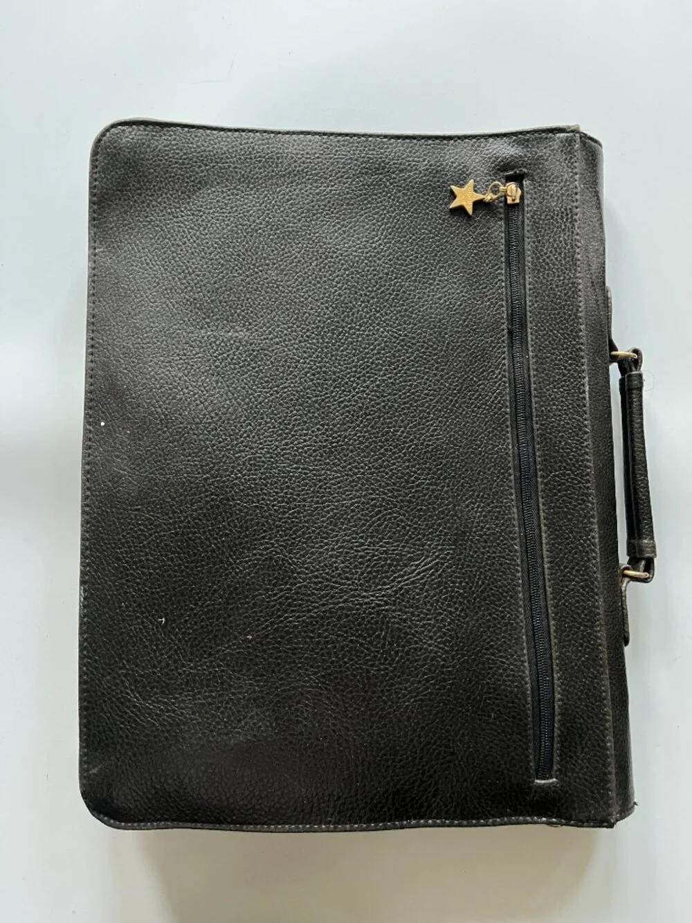 Rare Vintage Capezio Black Leather Crossbody Briefcase / Laptop Bag